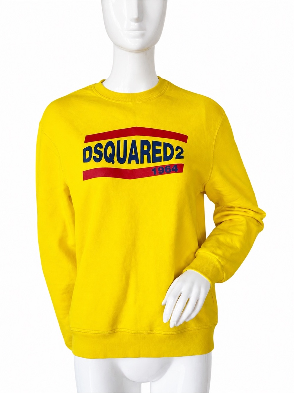 Unisex’s DSQUARED2 Yellow Logo Sweatshirt 16Y Women M Men S Cotton Crewneck
